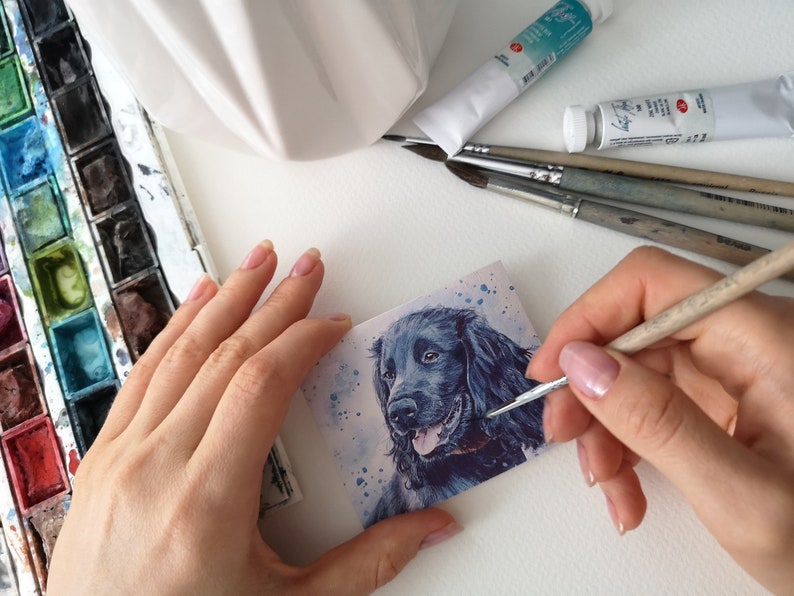 Custom Pet Portrait Mini Painting, Hand painted pet portrait, Custom dog portrait, Original Watercolor personalized pet portrait from photo imagem 2