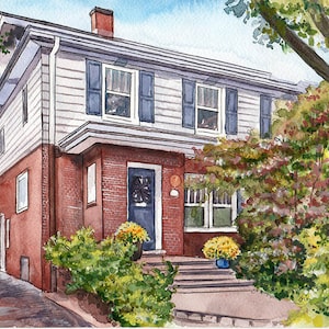 Hand painted Original personalized watercolor house painting Custom home art Custom house Illustration House portrait Realtor Closing Gift