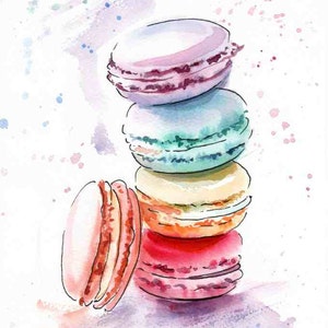 Macaroons watercolor Print - Watercolor Painting - Wall Decor - Poster Giclee wall print - Home Wall decor - Baby nursery print - Kids room