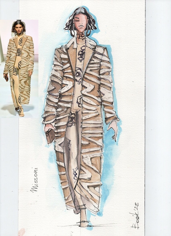 Custom Fashion Illustration: Hand-painted Watercolor Sketch - Etsy