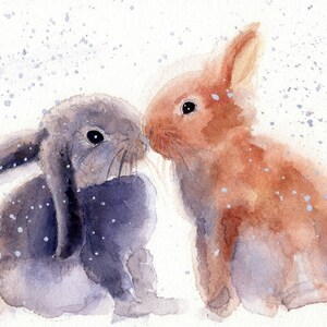 Bunny print - Rabbits Print - Bunny Watercolor - Christmas gift - Love - Watercolor Print - Personalized print - Bunnies - Funny print