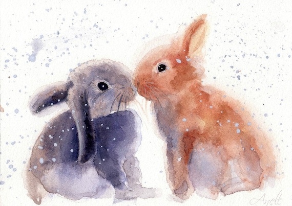 hase druck kaninchen druck hase aquarell etsy
