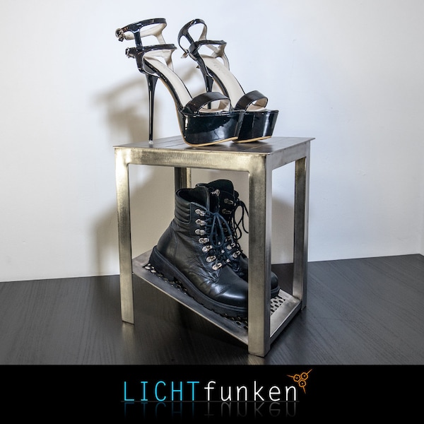 Showcase / shoe rack made of stainless steel by LICHTfunken | Shoe cabinet / shoe rack