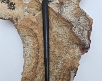 Palillos para el cabello de cuerno negro con turquesa, horquillas para moño o palitos para recogidos