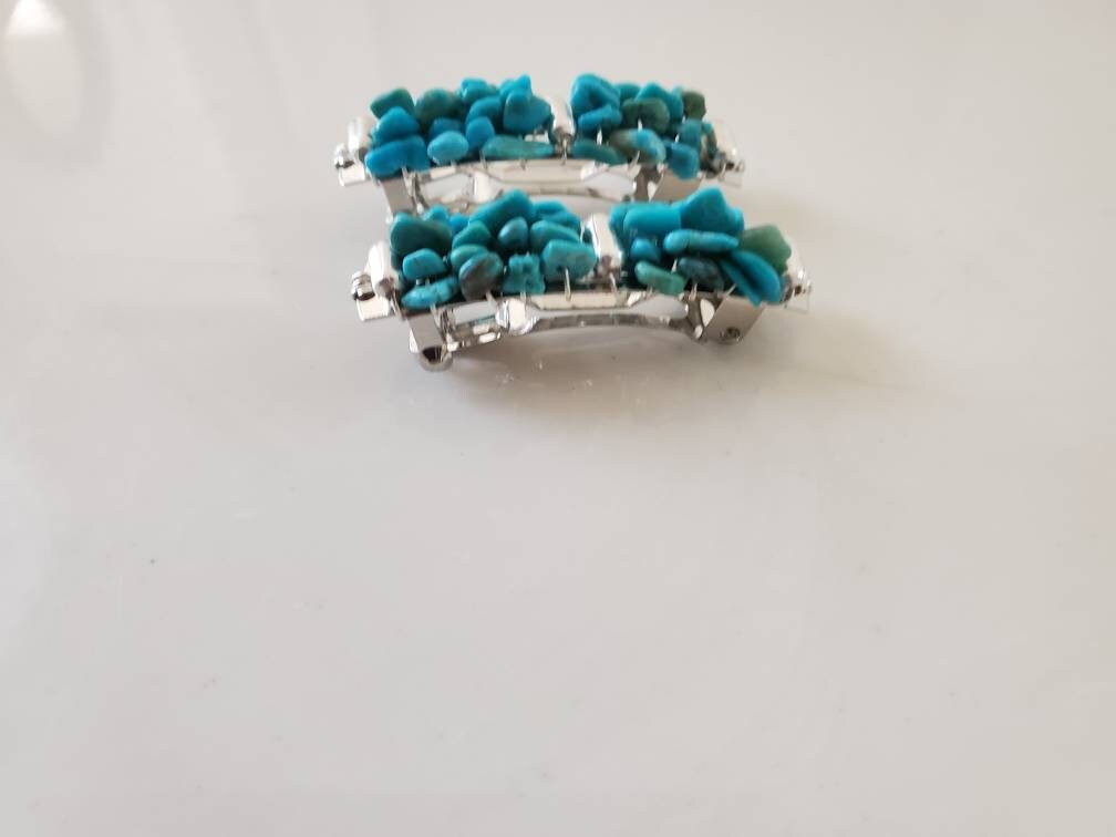 Turquoise Hair Barrettes 40 mm Barrette 1 3/4 inch Hair Etsy
