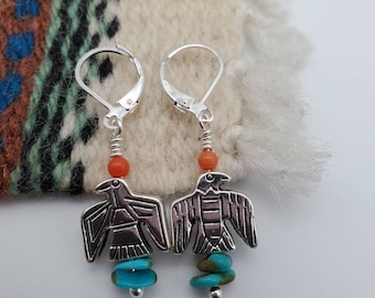 Thunderbird Earrings, Turquoise Earrings, Thunderbird Jewelry