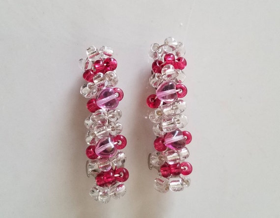 Pink Heart Hair Barrettes Pair 1 3 4 Inch Hair Clip Small Etsy