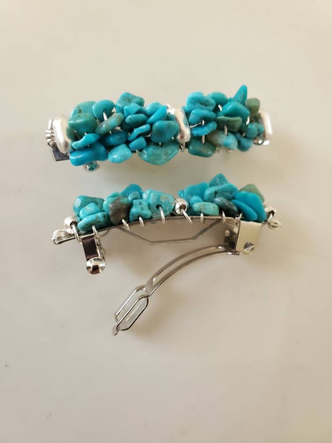 Turquoise Hair Barrettes 40 mm Barrette 1 3/4 inch Hair Etsy