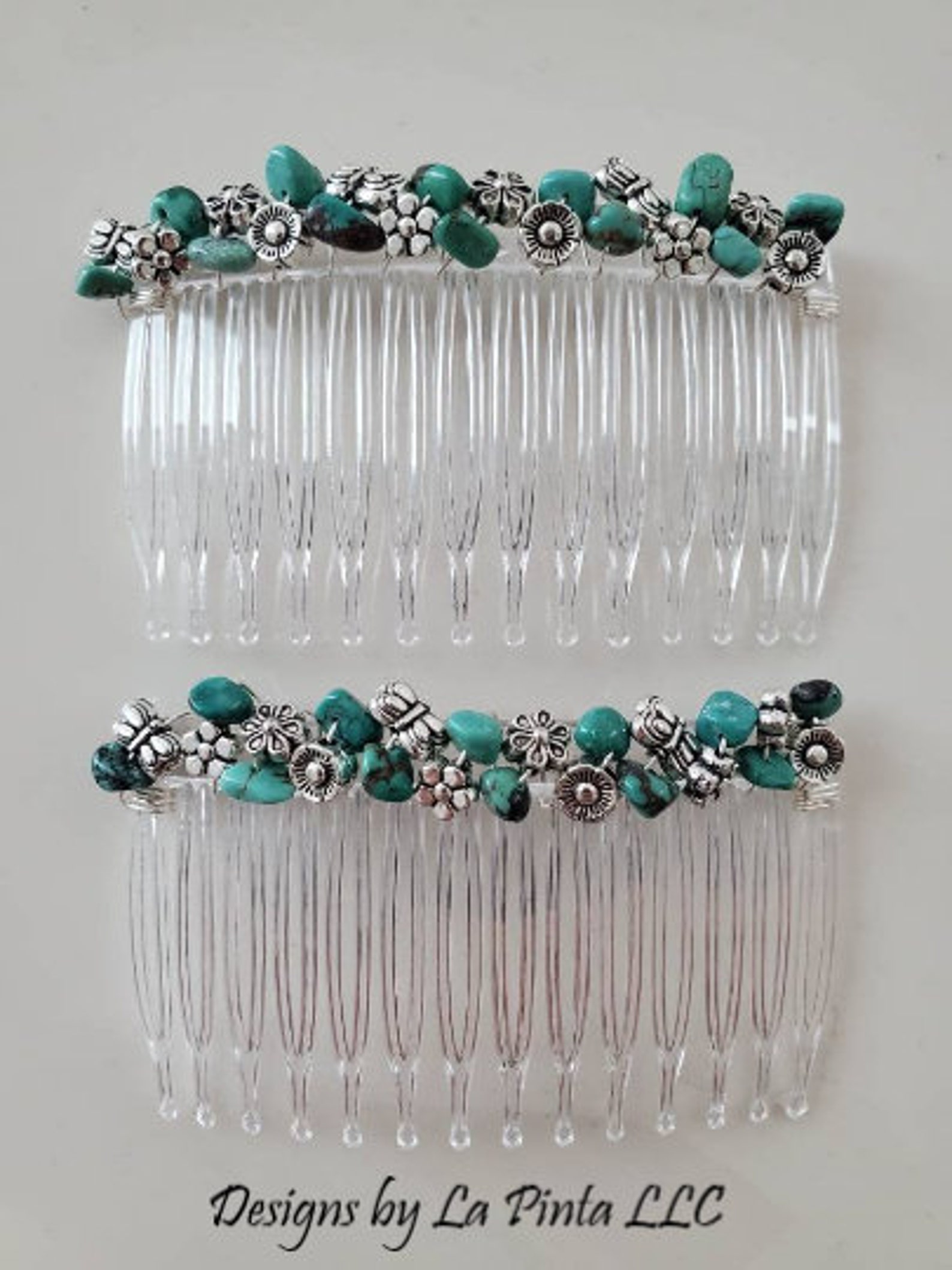 Turquoise Hair Comb Decorative Flower Comb Fancy Hair Combs Etsy
