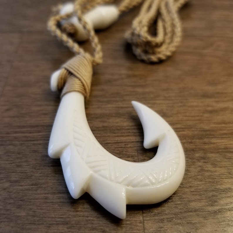White Hawaiian Fish Hook Necklace New Zealand Hawaiian Maori Etsy