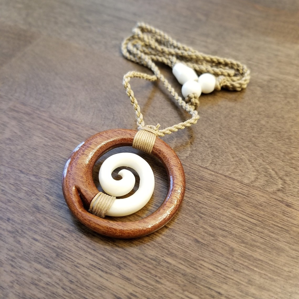 Hawaiian Necklace Koa Wood Necklace Spiral Necklace Etsy