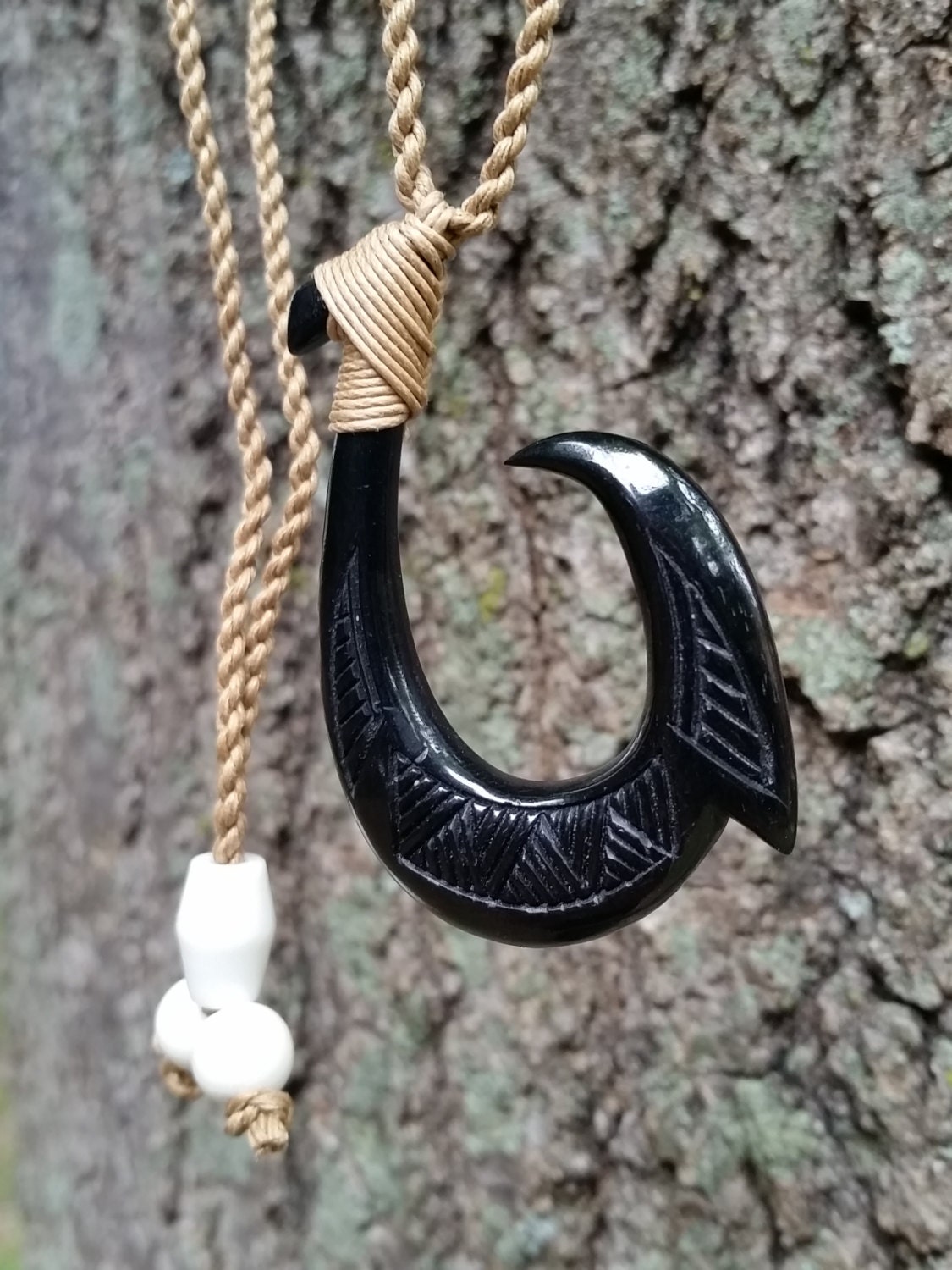 Fish Hook Necklace, Man Necklace, Hawaiian Fish Hook Necklace, Maui Hook  Necklace, Black Hawaiian Necklace, Surfer Gift, Fish Hook Pendant -   Canada