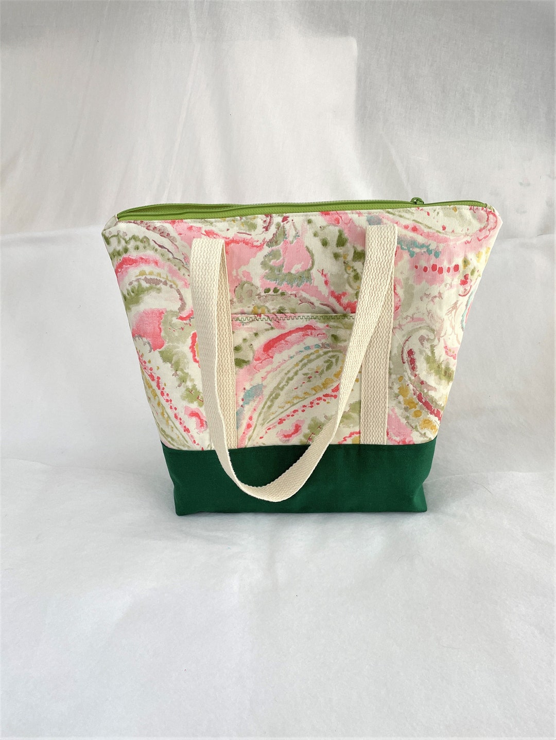Colorful Green Swirls Canvas Sturdy Tote Zipper Canvas Tote - Etsy