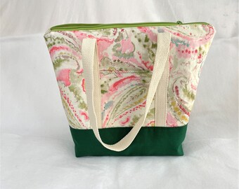 Watercolor Swirls Canvas Tote Bag: Zippered Beach Travel Tote