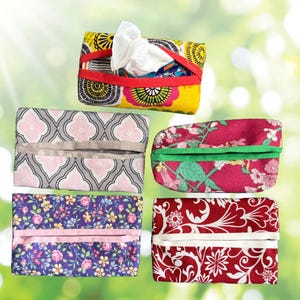 Pretty Travel Tissue Holders. Multiple Colors, 4  Personal Purse Tissue Pack Holders Cosmetic Accessory, Purse Pouch, Fabric Tissue Holder