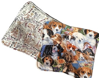 Puppy Dogs Bowl Cozy: Handmade Quilted Microwave Hot Pad