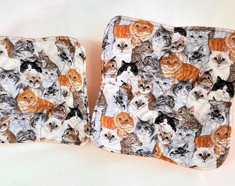 Kitty Cats Bowl Cozy: Handmade Quilted Microwave Hot Pad