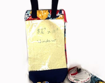 Floral Clear Window Zipper Project Bag, Letter Size Clear Instruction Pocket