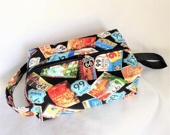 Route 66 Box Bag, Nostalgic Travel Toiletry Bag