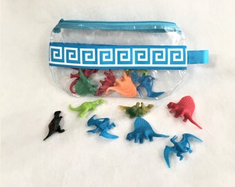 Turquoise Ribbon Clear Vinyl Pouch: Large Cosmetic & Accessory Bag