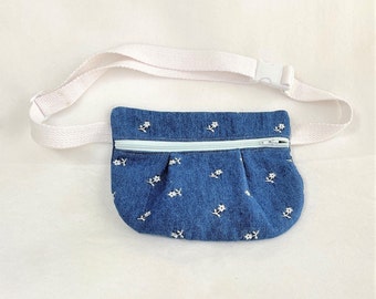 Hip Denim Floral Embroidered Waist Pouch: Hands-Free Travel Purse