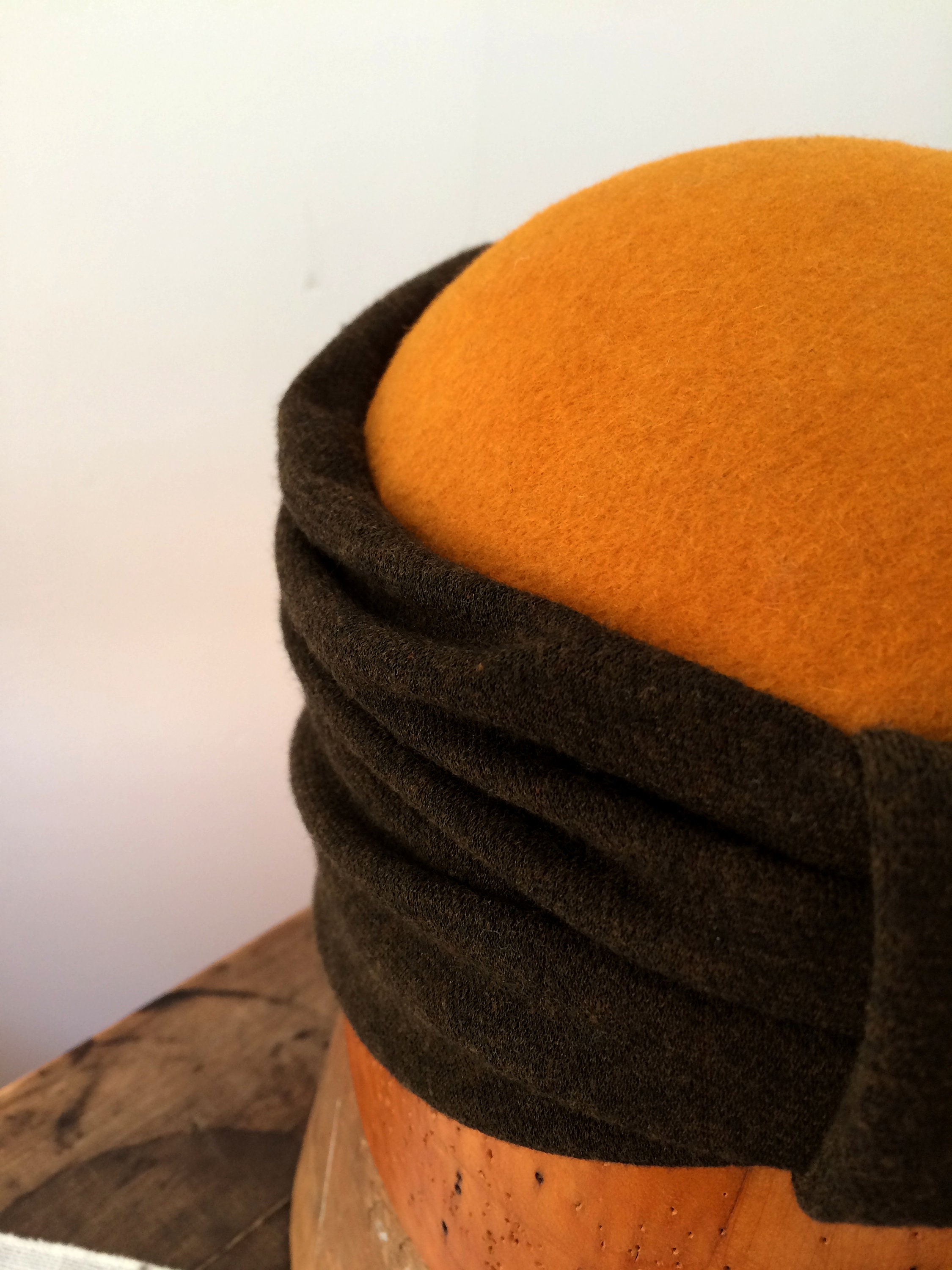 Soft hat turban inspired brown fabric ocher felt soft | Etsy