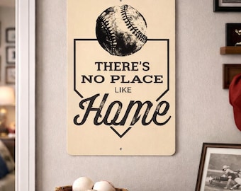 No Place Like Home-bord, bord honkbalzin, cadeau honkballiefhebber, bord bord, honkbaldecor, bord Home Base Quality Metal Baseball