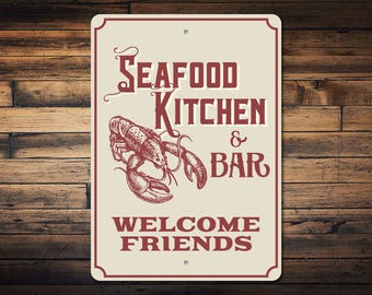 Seafood Lover Gift Lobster Aluminum Sign ENSA1003250 Seafood Market Sign