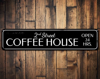 Rustic Hand Made Vintage Wooden Sign Personalized Coffee House Retro Sign