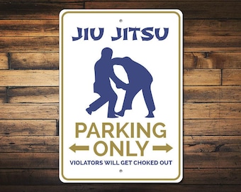 Jiu-jitsu-cadeau, bord jiu-jitsu parkeren, cadeau karateliefhebber, decor karate, cadeau karate, bord karate, bord jiu-jitsu kwaliteit aluminium parkeren