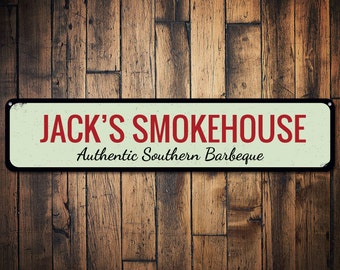 Authentic Southern Barbeque Sign, Personalized Smokehouse BBQ Master Name Gift, Custom Food Kitchen Decor, BBQ Smokehouse - Quality Aluminum