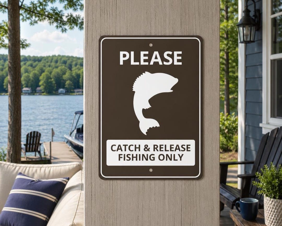 Fishing Notice Sign, Fish Decor, Fishing Hole Sign, Fish Lover Gift ...