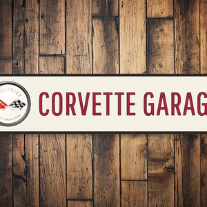 Corvette Garage Sign, Custom Corvette Garage Decorations, Car Garage Decoration, Corvette Lovers - Quality Aluminum Antique Car Decorations