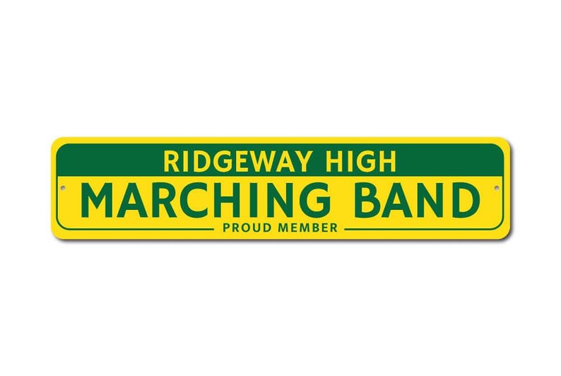 Band Marching Sign, Band Member Gift, Custom School Name Sign, Gift for Music Lover, Metal Musician Decor - Quality Aluminum Band Decoration image 3