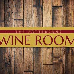 Wine Room Sign, Personalized Family Name Bar Sign, Wine Lover Sign, Custom Wine Cellar Decor, Metal Wine Sign - Quality Aluminum Wine Rooms
