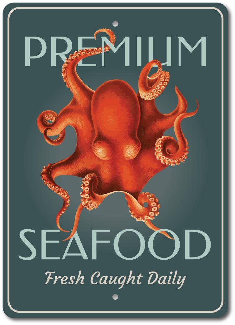Octopus Sign Octopus Decor Seafood Sign Seafood Lover Gift - Etsy