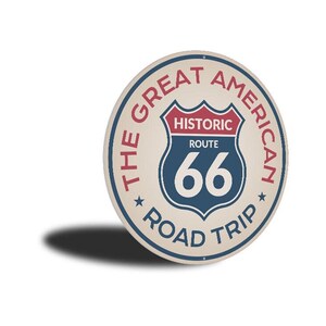 The Great American Road Trip, Route 66, Route Road, Famous Route 66, Route 66 Road, Road Sign Decor, Dads Garage, Man Cave - Metal Sign image 3
