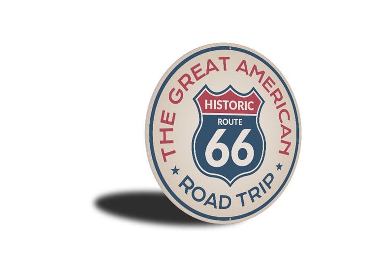 The Great American Road Trip, Route 66, Route Road, Famous Route 66, Route 66 Road, Road Sign Decor, Dads Garage, Man Cave - Metal Sign image 3