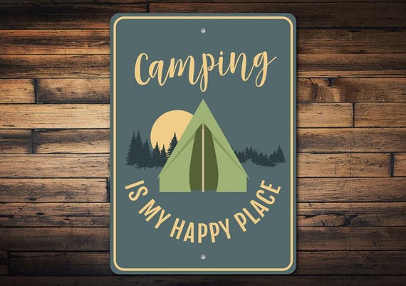 My Happy Place Sign, Happy Camping Sign, Camper Life Decor, Camping Gift Sign, Camp Decor, Camper Country Sign, Metal Sign, Quality Metal