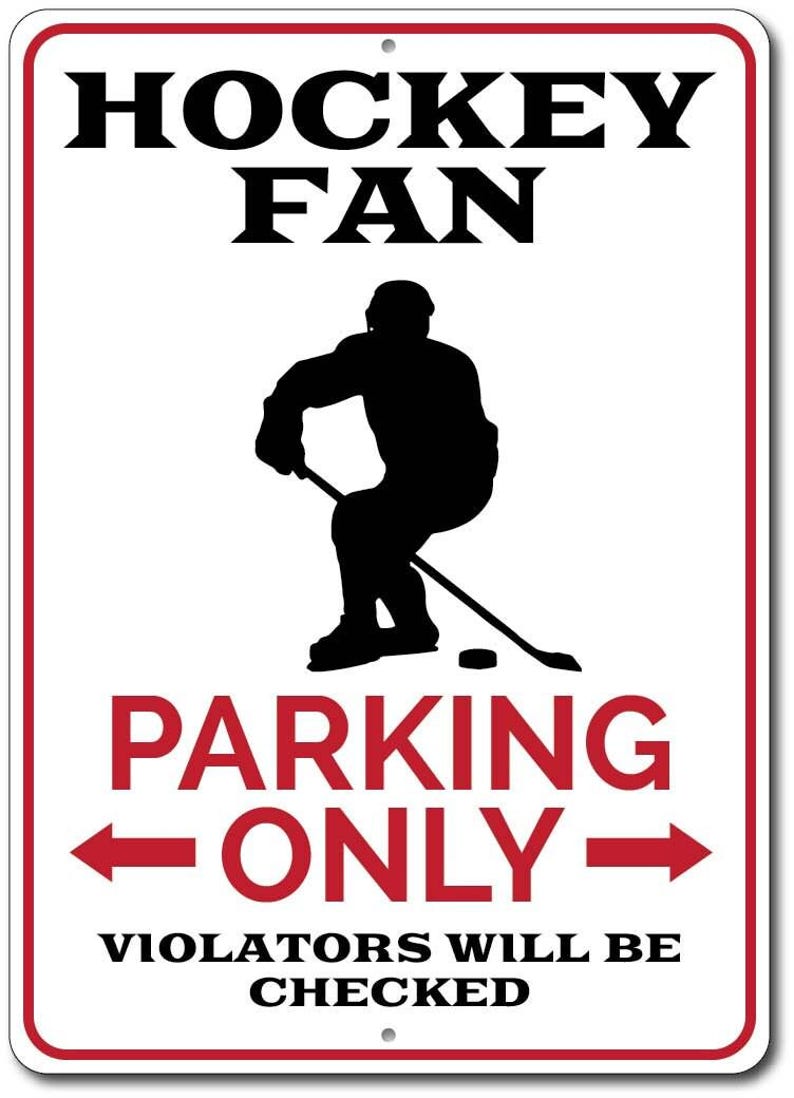 Hockey Fan Parkschild, Hockey Schild, Geschenk für Hockey Fan, Hockey Geschenk, Hockeyspieler Schild, Mannhöhle Dekor - Hochwertiges Aluminium Hockey Fans Bild 2
