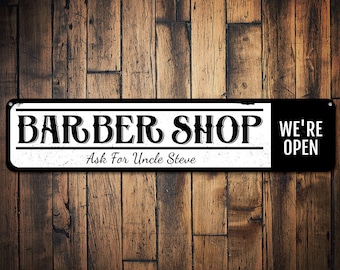 Barber Shop Sign, Personalized We're Open Sign, Custom Hairstylist Sign, Metal Hairdresser Barber Name Decor - Quality Aluminum Barber Shop