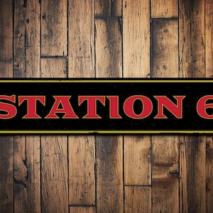 Station Number Sign, Personalized Fire Department Sign, Metal Firehouse Fireman Firefighter Man Cave Decor - Quality Aluminum Fire Stations