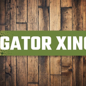 Gator Crossing Sign, Gator Lover, Gator Decor, Zoo Sign, Zoo Animals, Wall Zoo Decor, Zoo Metal Sign, Zoo Animal Decor - Quality Aluminum