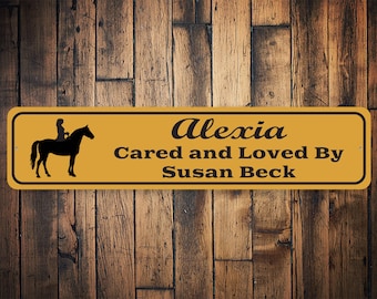 Horse Gate Sign, Horse Barn, Custom Horse Name, Horse Cared For, Horse Lover Decor, Horse Owner, Horse Sign, Custom Horse - Quality Aluminum