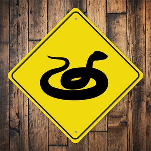 Snake Crossing Sign, Snake Crossing, Snake Crossing Diamond Sign, Snake, Sign For Reptile, Reptiles, Road Sign, Snakes - Quality Metal Sign