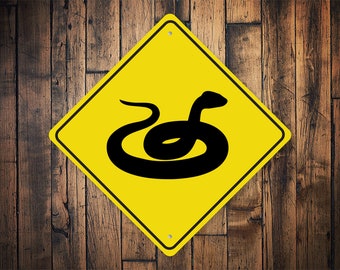 Snake Crossing Sign, Snake Crossing, Snake Crossing Diamond Sign, Snake, Sign For Reptile, Reptiles, Road Sign, Snakes - Quality Metal Sign