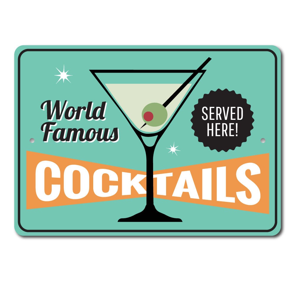 Cocktails Sign Martini Glass Decor Beach Bar Sign Tiki Bar Etsy