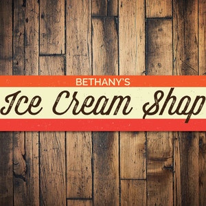Ice Cream Shop Sign, Personalized Ice Cream Store Name Sign, Custom Metal Sweets Lover Decor, Kitchen Sign - Quality Aluminum Ice Cream Sign