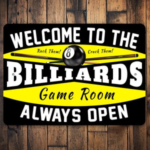 Retro Billiards Sign, Custom Vintage Billiard Gift, Billiards Gift, Decor For Billiards, Billiards Decor, Billiards Room, Pool Room Gift