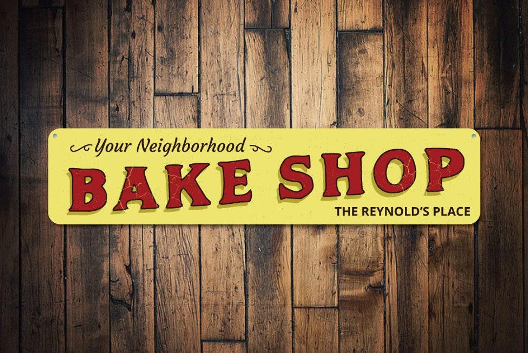 Neighborhood Bake Shop Sign, Personalized Family Name Place Sign ...